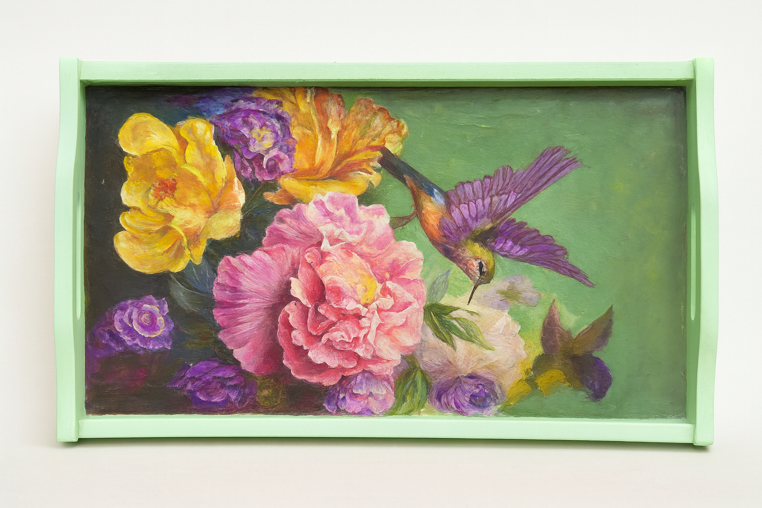 Sage Hummingbird Art Tray